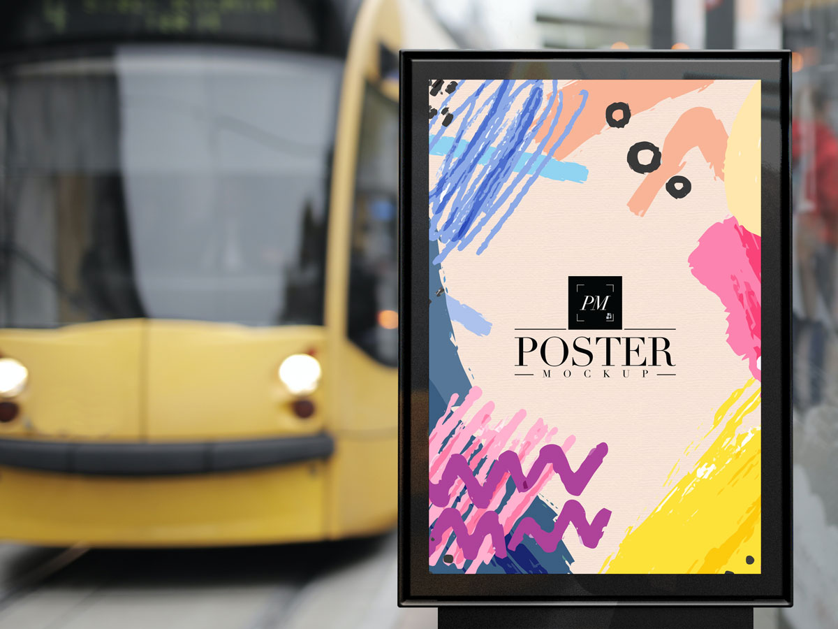 Free-Outdoor-Bus-Stop-Advertisement-Vertical-Billboard-Poster-Mockup-PSD-2018