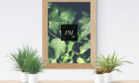 Free-Plant-Vases-With-Wooden-Frame-Poster-Mockup-PSD