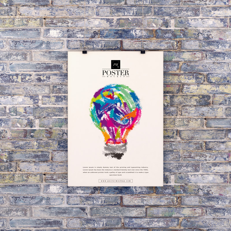 Free-Poster-on-Brick-Wall-Mockup-PSD-For-Advertising