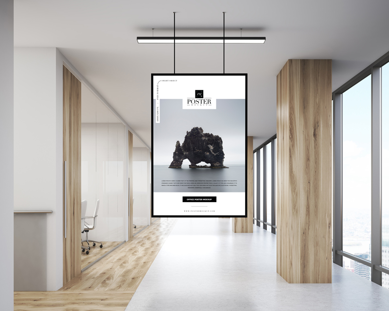 Free-Office-Indoor-Hanging-Poster-Mockup