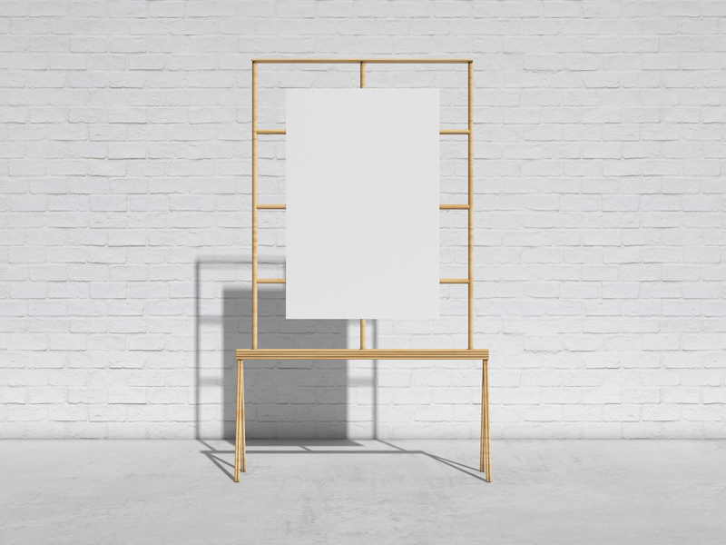 Elegant-Wooden-Stand-Poster-Mockup