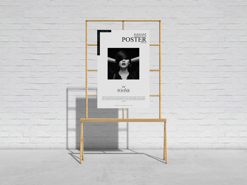 Free-Elegant-Wooden-Stand-Poster-Mockup