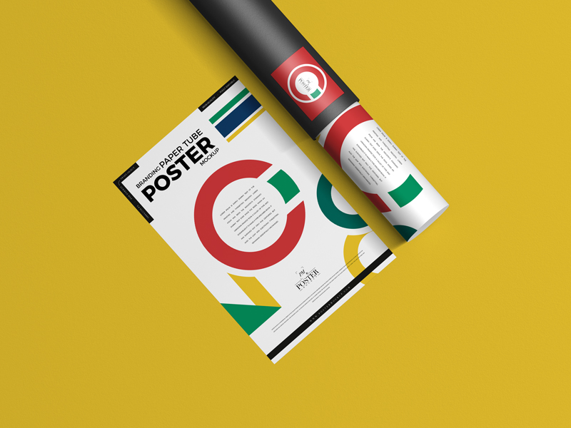 Branding-Paper-Tube-With-Poster-Mockup