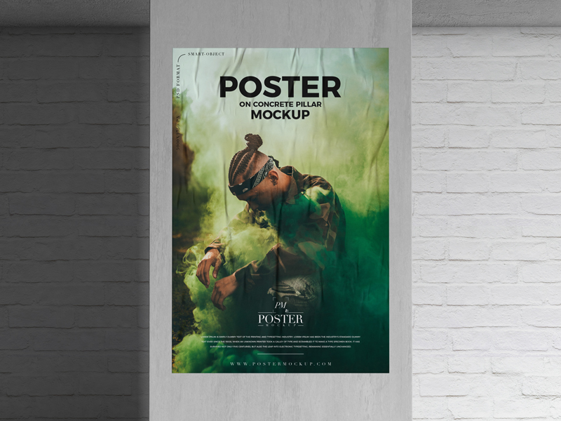 Free-Poster-on-Concrete-Pillar-Mockup