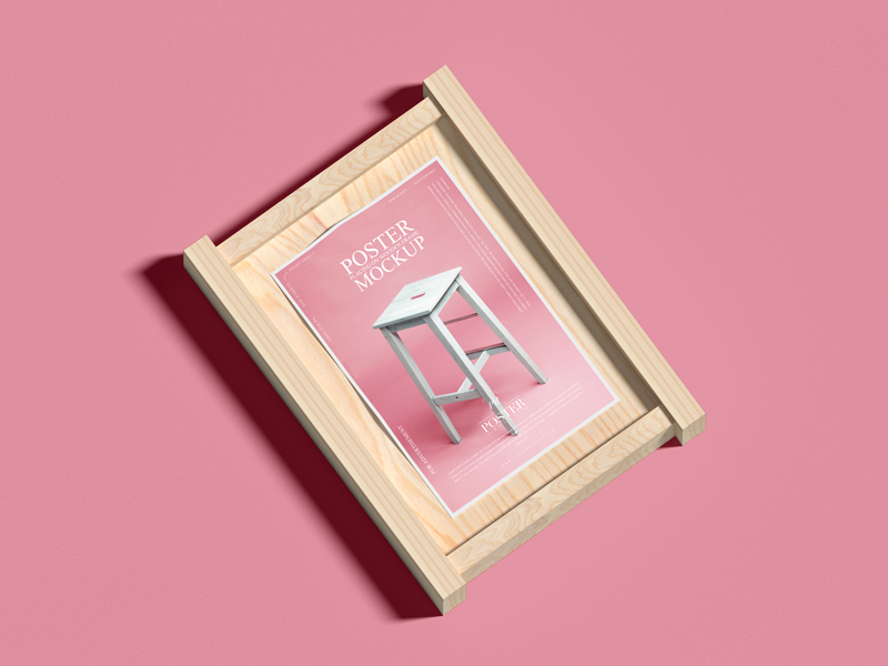 Poster-Placing-on-Wooden-Frame-Mockup-1