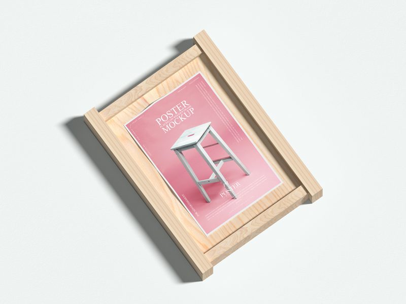 Poster-Placing-on-Wooden-Frame-Mockup