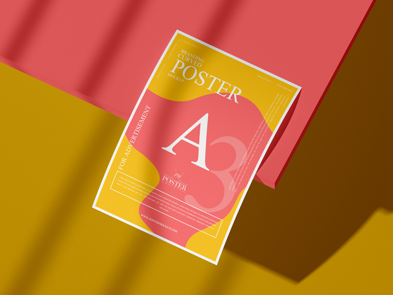 Branding-A3-Curved-Poster-Mockup-Free