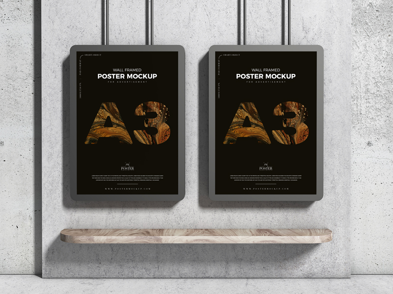 A3-Advertising-Wall-Framed-Poster-Mockup-Free