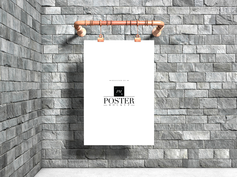 Industrial-Advertising-Wall-Hanging-Poster-Mockup-Free