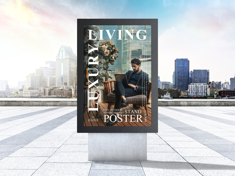 City-Outdoor-Advertisement-Stand-Poster-Mockup