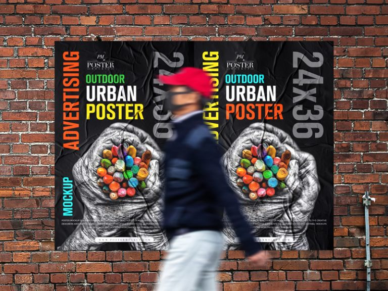 Outdoor Advertising 24x36 Urban Poster Mockup - Poster Mockup