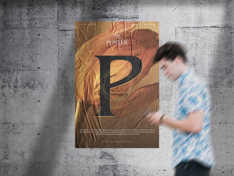 Glued-Paper-on-Concrete-Wall-Poster-Mockup-1