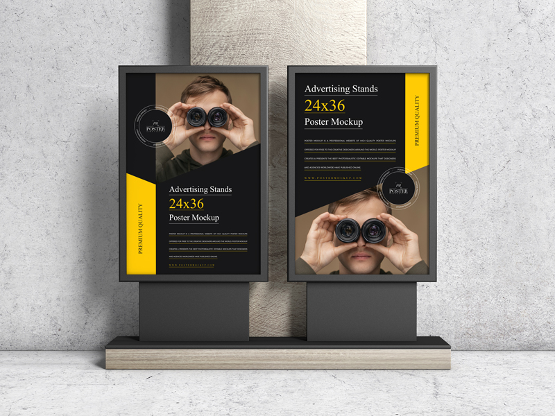 Two-Advertising-Stands-24x36-Poster-Mockup