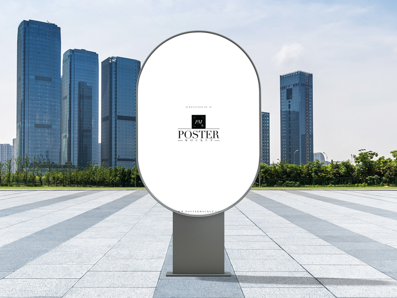 Free-Outdoor-City-Advertisement-Display-Rounded-Poster-Mockup