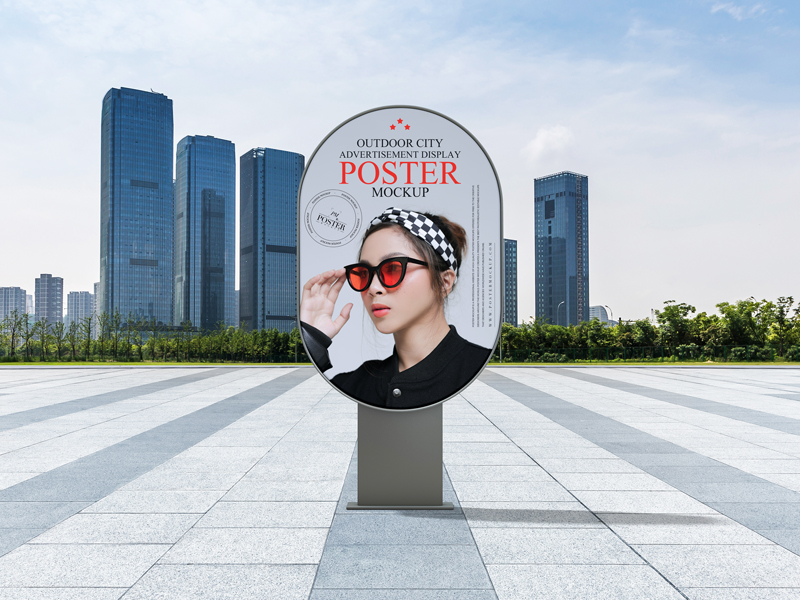 Outdoor-City-Advertisement-Display-Rounded-Poster-Mockup