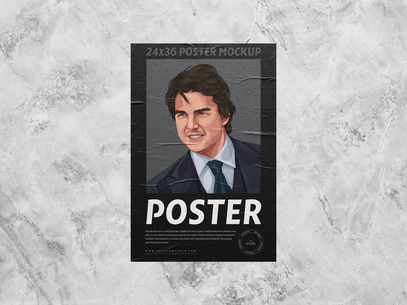 24x36-Glued-Paper-on-Wall-Poster-Mockup-Free