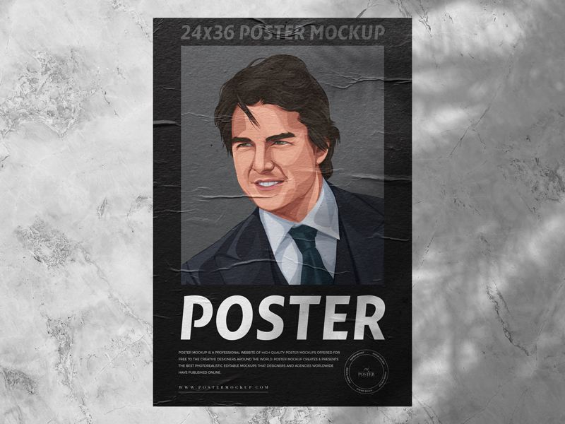 Free-24x36-Glued-Paper-on-Wall-Poster-Mockup