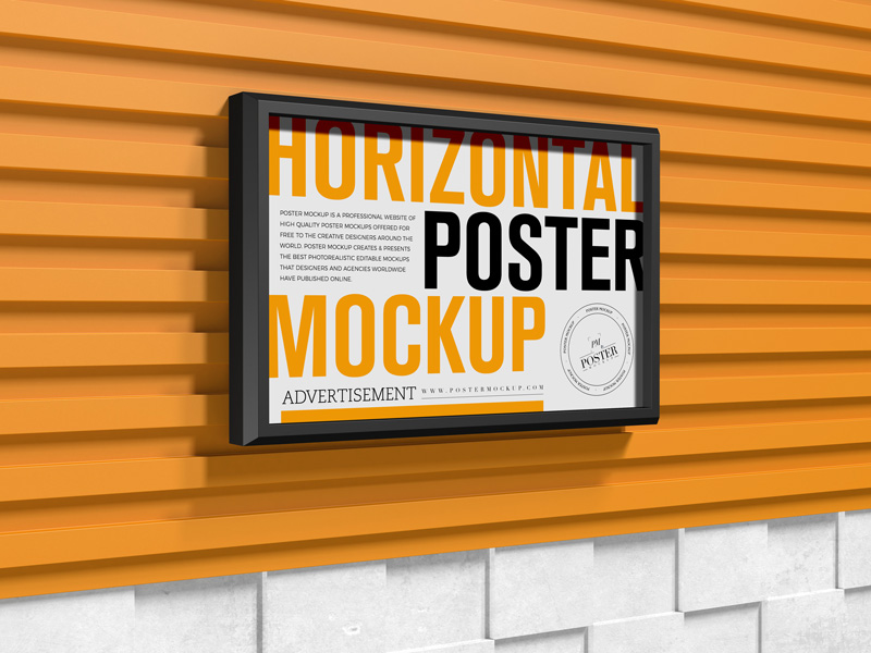 Free-Elegant-Wall-Black-Framed-Horizontal-Poster-Mockup