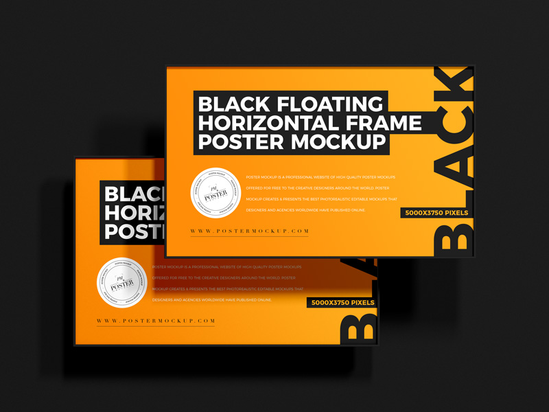 Free-Black-Floating-Horizontal-Frame-Poster-Mockup-1