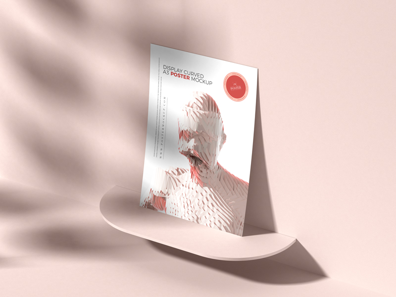 Free-Display-Curved-A3-Poster-Mockup