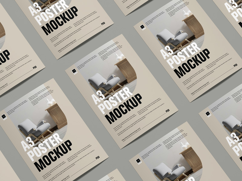 Free-Modern-Grid-Curved-A3-Poster-Mockup