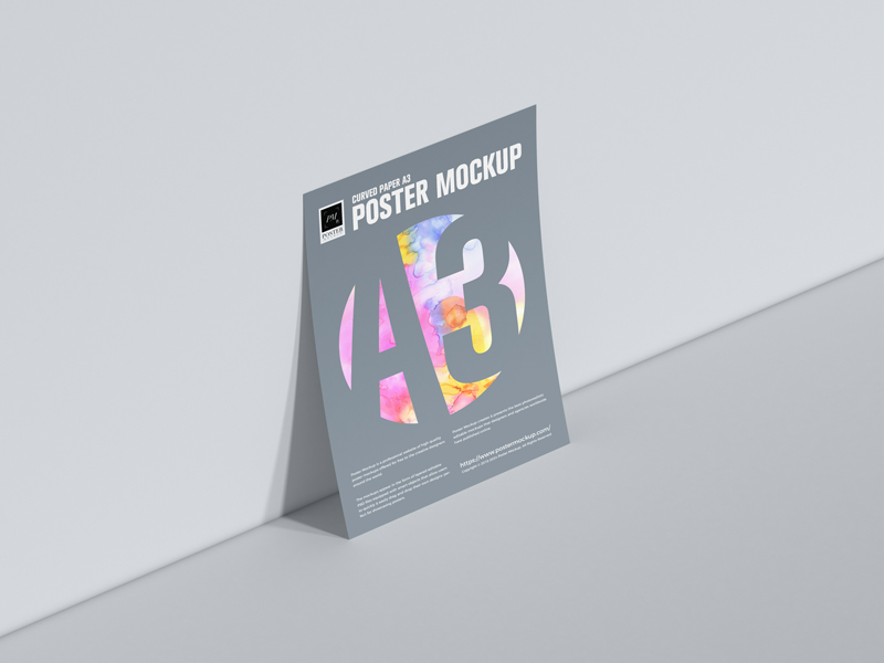 Free-Curved-Paper-A3-Poster-Mockup-PSD