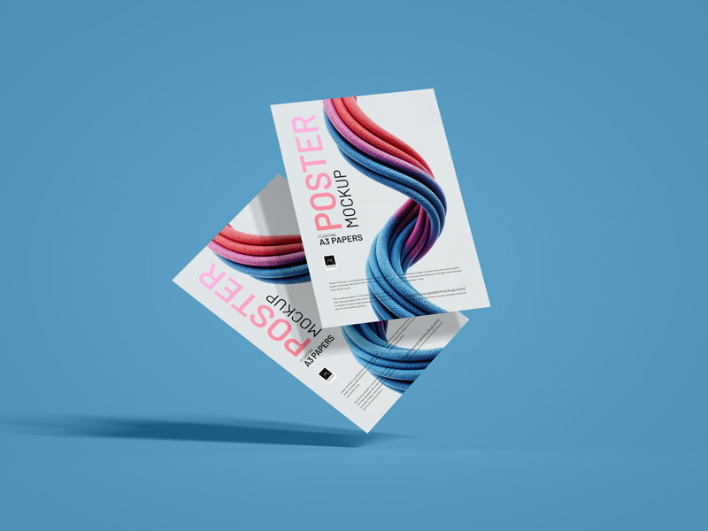 Free-Floating-A3-Papers-Poster-Mockup-2