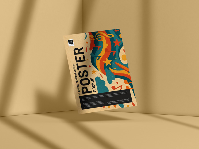 Free-Floating-Paper-Branding-Poster-Mockup