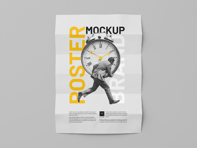Realistic brand advertising poster mockup template, blank and ready for graphic designers to insert custom visual assets and promotional designs.