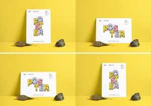 Download Portrait & Landscape Poster MockUp PSD - Poster Mockup