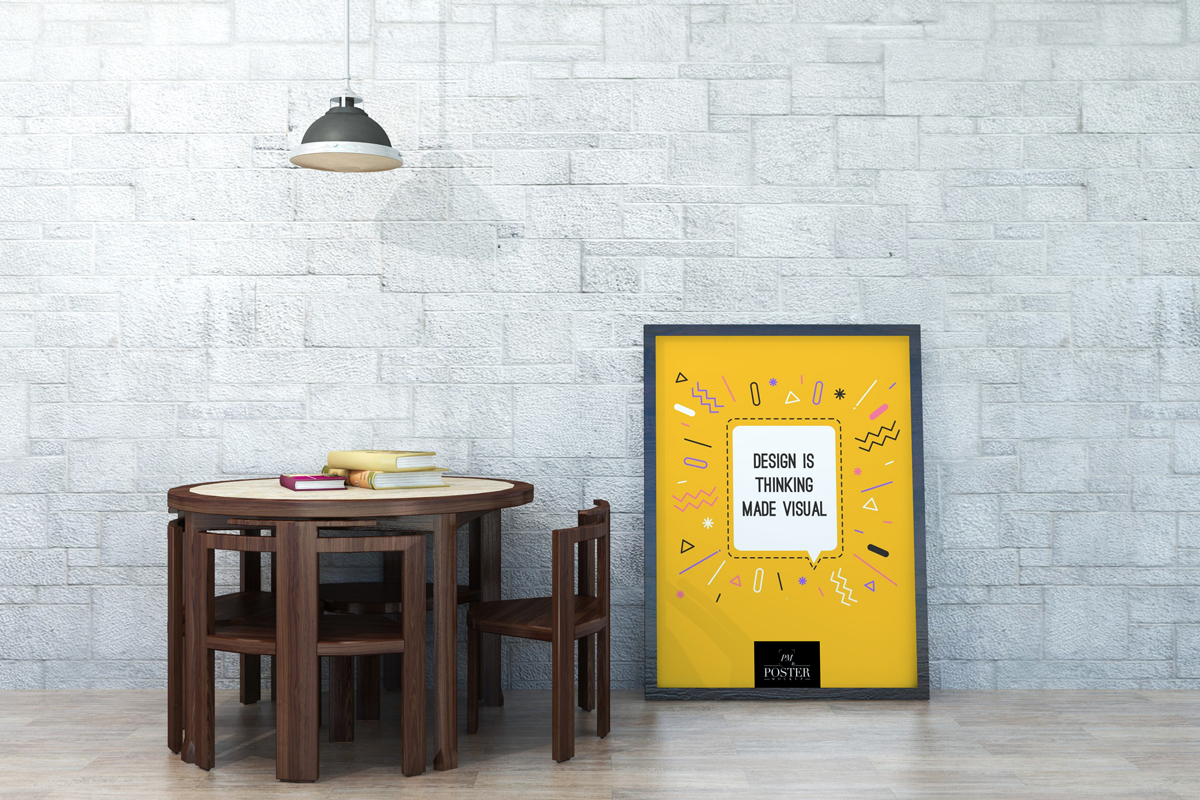Gallery Furniture With Poster Mockup PSD on Wooden Floor ...