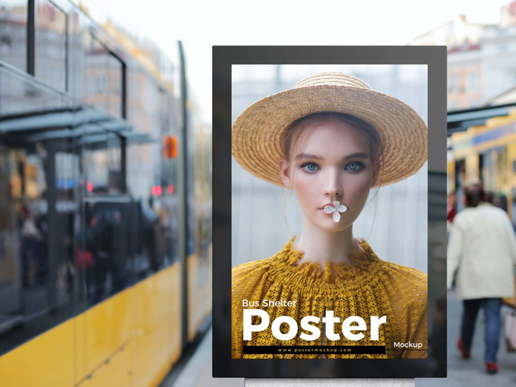 Download Bus Shelter Poster Mockup PSD Template - Poster Mockup