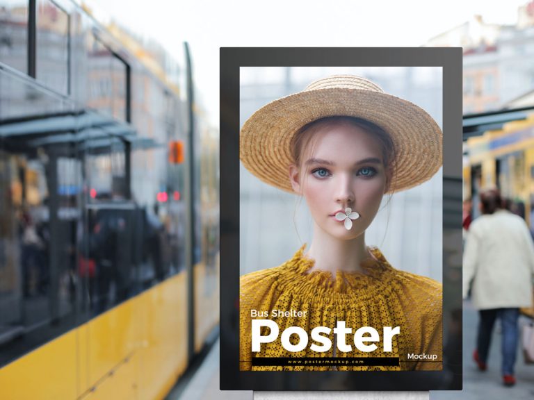 Download Bus Shelter Poster Mockup PSD Template - Poster Mockup