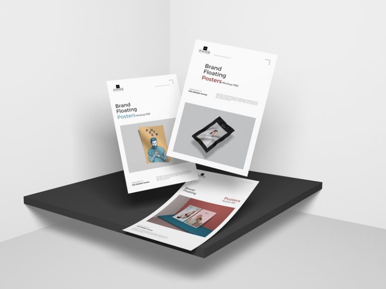 Download Brand Floating Posters Mockup PSD Design Template - Poster Mockup