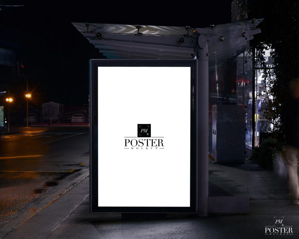 Download Bus Shelter PSD Poster Mockup For Outdoor Advertisement - Poster Mockup