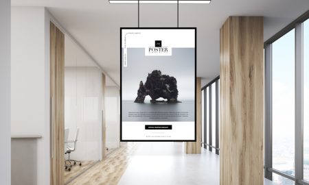 Free-Office-Indoor-Hanging-Poster-Mockup
