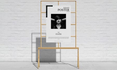 Free-Elegant-Wooden-Stand-Poster-Mockup