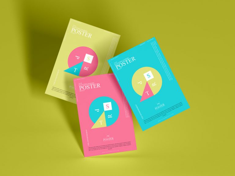 Download 24x36 Floating Papers Poster Mockup - Poster Mockup