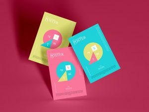 Download 24x36 Floating Papers Poster Mockup - Poster Mockup