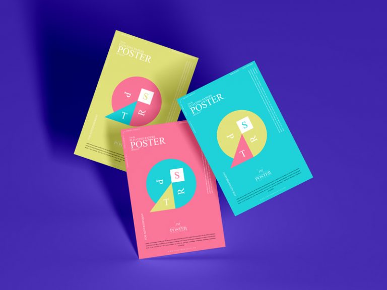 Download 24x36 Floating Papers Poster Mockup - Poster Mockup