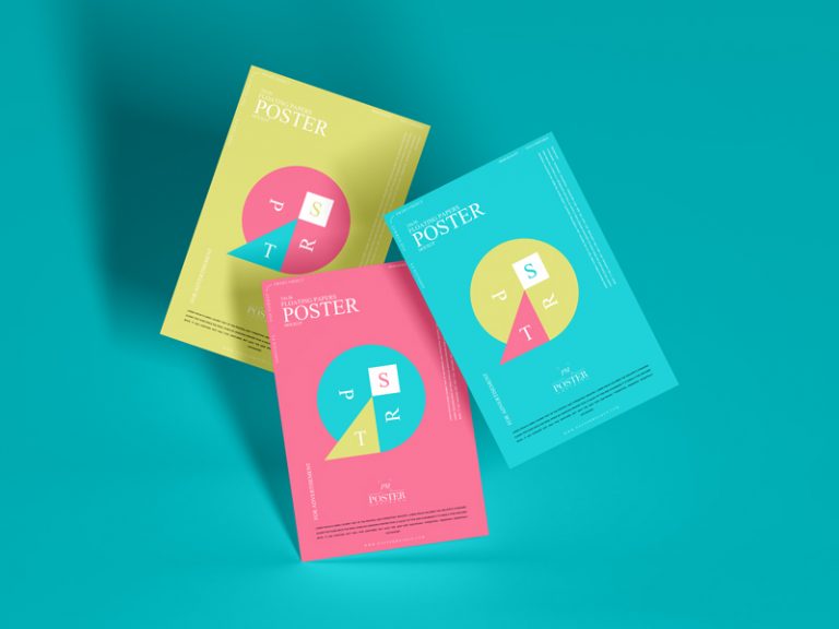 Download 24x36 Floating Papers Poster Mockup - Poster Mockup