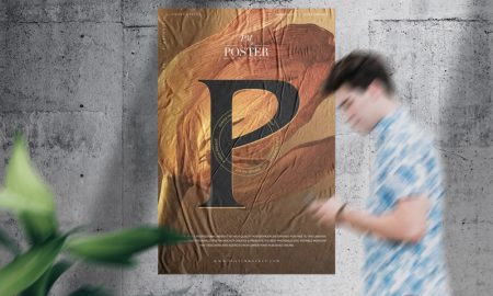 Glued-Paper-on-Concrete-Wall-Poster-Mockup