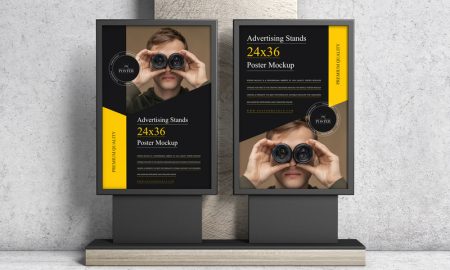 Two-Advertising-Stands-24x36-Poster-Mockup