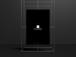 Metal Framed Advertising Poster Mockup - Poster Mockup