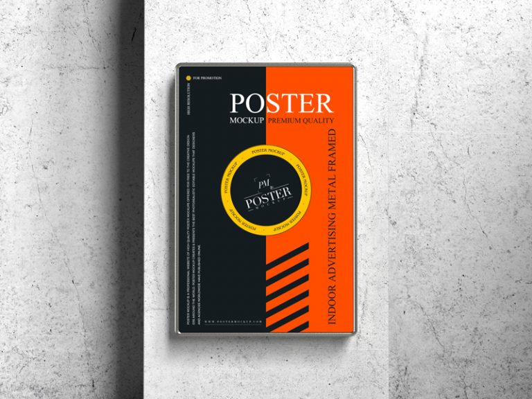 Indoor Advertising Metal Framed Poster Mockup - Poster Mockup