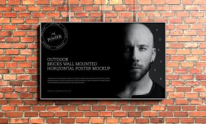 Outdoor-Bricks-Wall-Mounted-Horizontal-Poster-Mockup