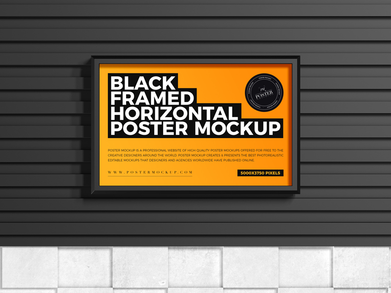 Free-Black-Framed-Horizontal-Poster-Mockup