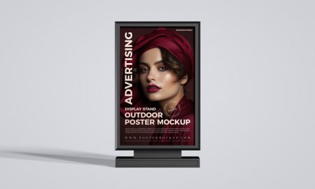 Free-Display-Stand-Outdoor-Advertising-Poster-Mockup