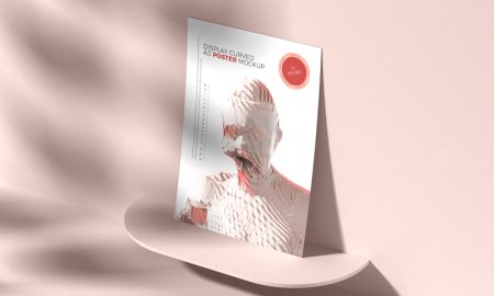 Free-Display-Curved-A3-Poster-Mockup