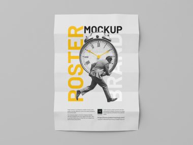 Realistic brand advertising poster mockup template, blank and ready for graphic designers to insert custom visual assets and promotional designs.